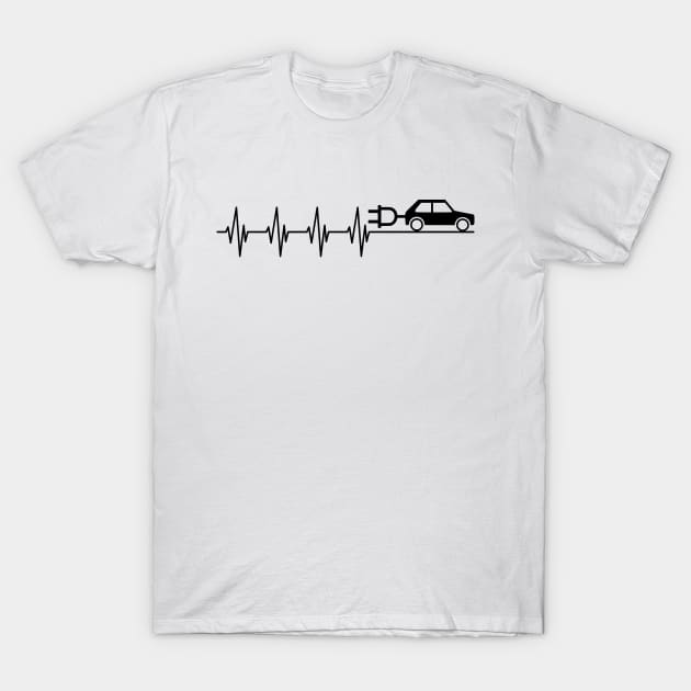 Electric Car Heartbeat T-Shirt by KC Happy Shop